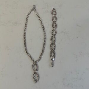 Silver set necklace bracelet and earrings